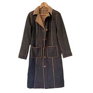 Vintage Hot Sauce denim and Sherpa lined duster coat. Size S
